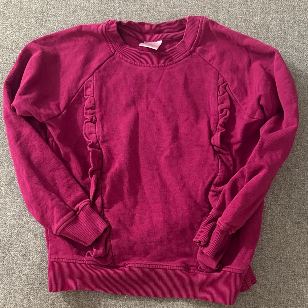 3/$15- Ruffle-Trim Crewneck Sweatshirt - Magenta